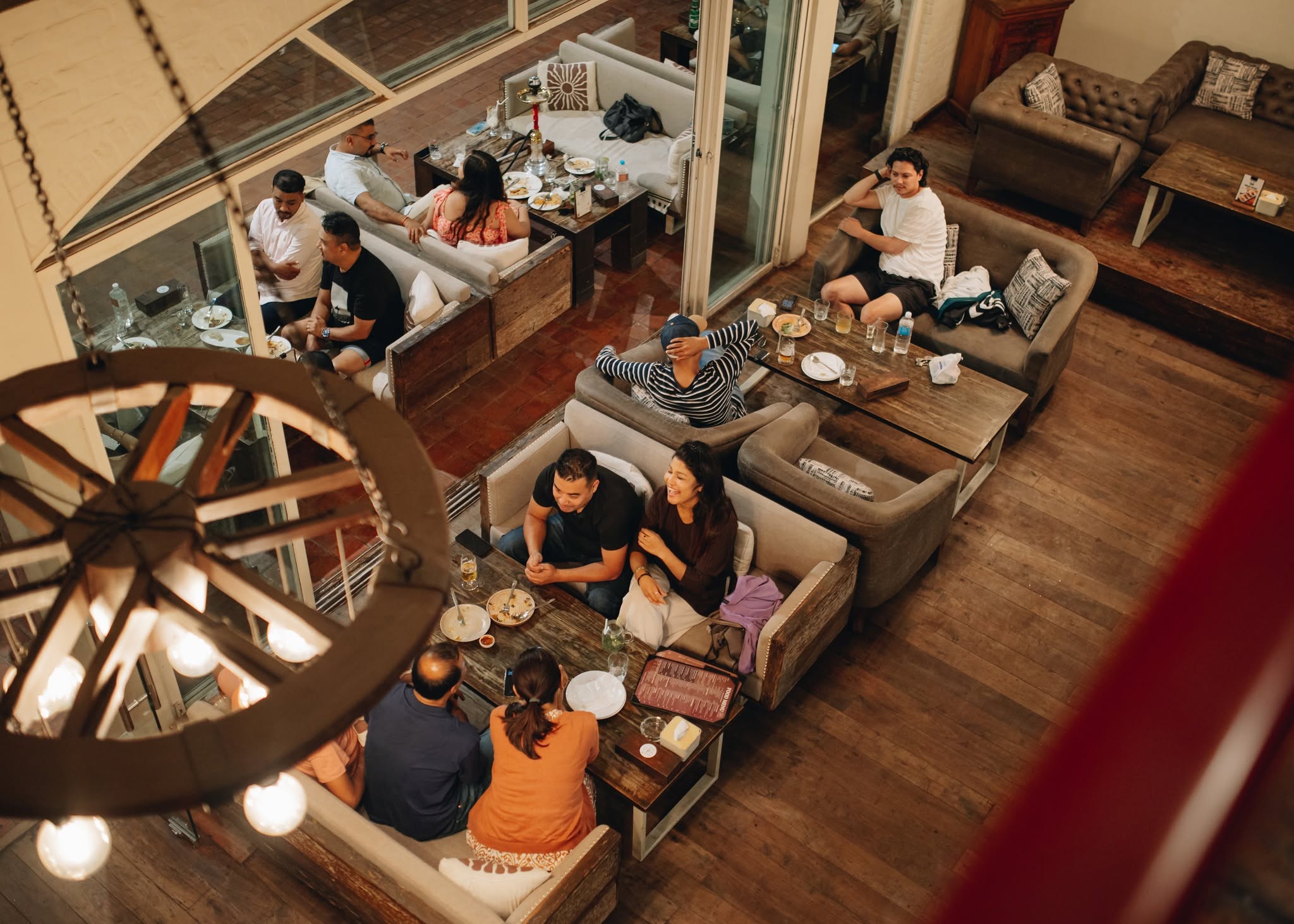 Guests dining in the Calm lounge