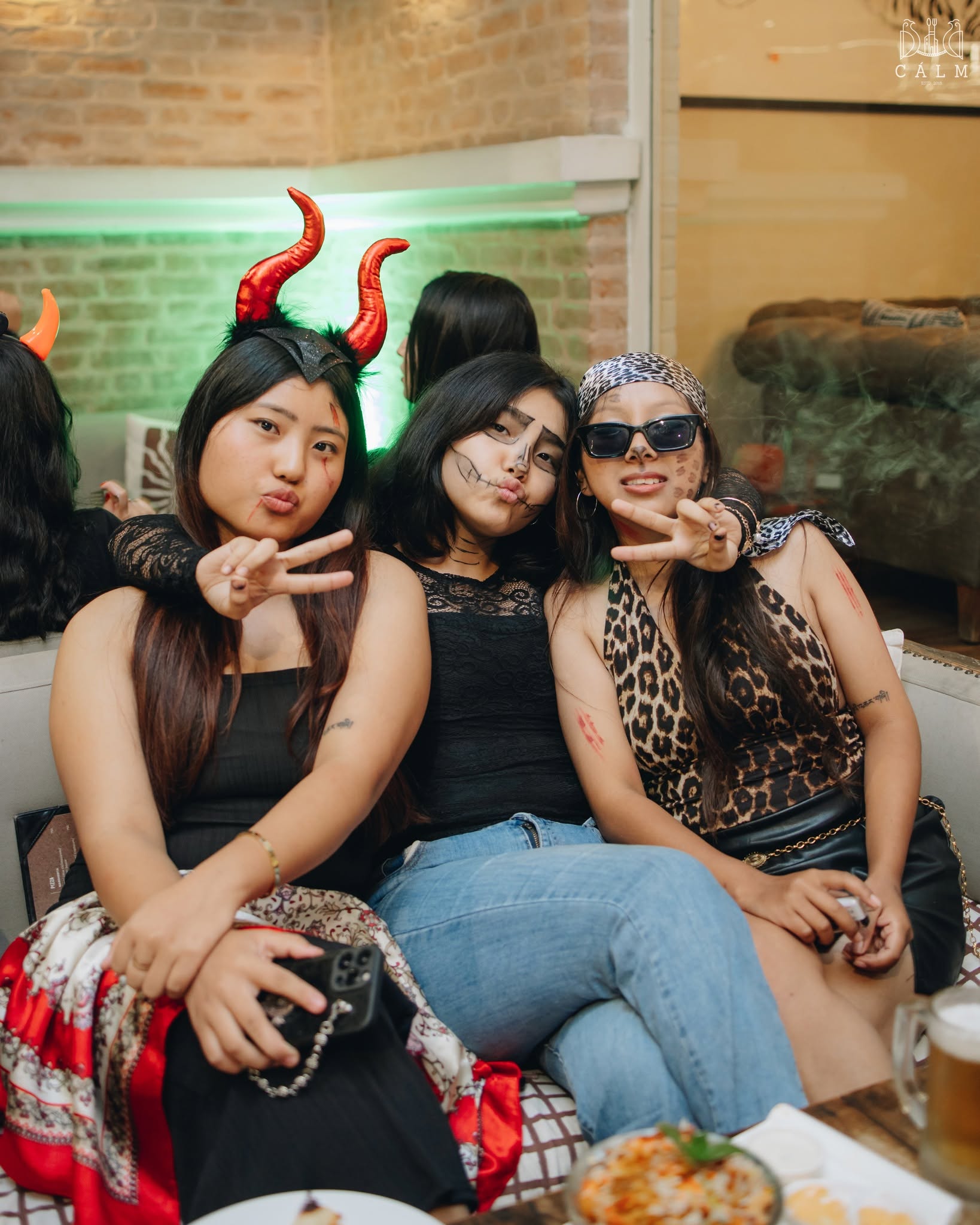 Friends enjoying a costume party